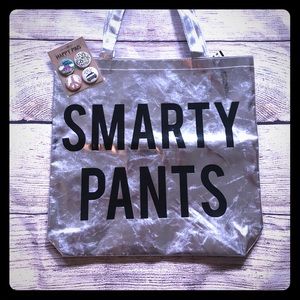 NWT Smarty Pants Tote and Happy Pins!